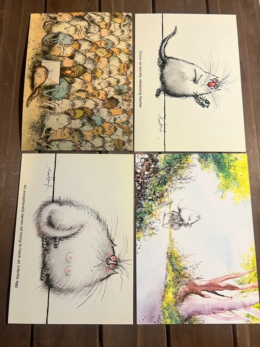 Lot 4 Vintage Ronald Searle Art Postcards By Camden Graphics 1980s Unused